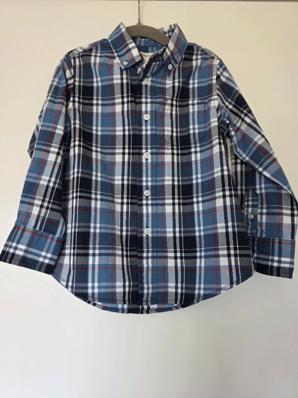 NEW J. Crew Crewcuts Boy's Size 3 Long Sleeve Button Up Shirt Plaid Cotton Blend